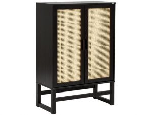 loft24 Mehrzweckschrank Jenna Highboard aus Massivholz mit Rattangeflecht, Breite 75 cm
