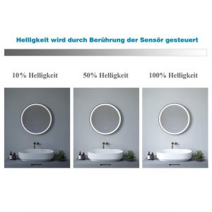 AQUABATOS Wandspiegel Badspiegel Badezimmerspiegel Led Spiegel Bad rund mit Beleuchtung, schwarz,Touch,Kaltweiß,Neutralweiß,Warmweiß,Anti-Beschlag