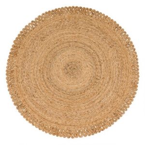Designteppich Jute Wohnzimmer Teppich Rund Naturfaser Unifarben, TT Home, rund, Höhe: 13 mm