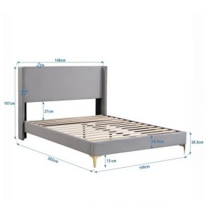 HAUSS SPLOE Polsterbett Polsterbett Doppelbett Erwachsene Bett Jugendbett Bett (140 x 200cm, Samt, grau), gepolstertes Kopfteil, hochwertiges Material Bett mit Lattenrost, hohes Kopfteil, Stabile Strukt