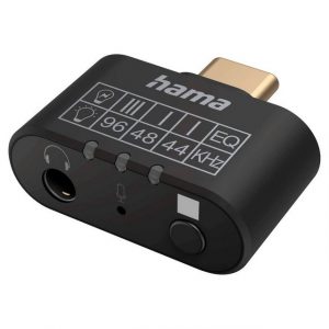 Hama HiFi Audio-Adapter USB-C auf 3,5mm Klinke EQ Tablet-Kabel, AUX + Equalizer + Mikrofon für Handy Smartphone Tablet PC Notebook