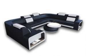 Sofa Dreams Wohnlandschaft Polster Stoffsofa Couch Stoff Sofa Foggia U Form Polstersofa, mit LED, Stauraum, USB-Anschluss, Designersofa