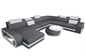 Sofa Dreams Wohnlandschaft Stoff Polster Sofa Berlin XXL U Form Couch Stoffsofa, mit LED, wahlweise mit Bettfunktion als Schlafsofa, Designersofa