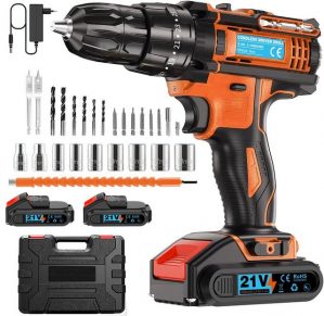 Yaviel Akku-Schraubendreher Akkuschrauber Bohrmaschinen Akku Schlagbohrschrauber Bohrschrauber 21V, (1200 U/min), Universal Drill 21V Batterien, 45,00 Nm, Drehmoment, 2-Gang