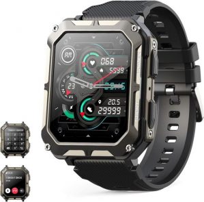 autolock Robuste Smartwatch,Fitness Armbanduhr,Militär mit Telefonfunktion Smartwatch, 1,83 Zoll,IP68 wasserdicht,mit Schlafmonitor/blutdruckmessung