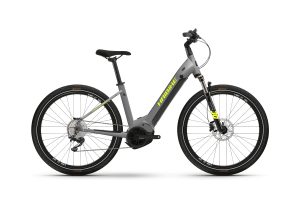 HAIBIKE Trekking 6 Cross (630 Wh), 10 Gang Kettenschaltung, Damenfahrrad, Wave, Modell 2022, 27,5 Zoll 50 cm gloss grey/neon