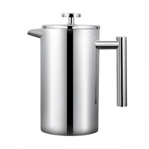 SCOKIT French Press Kanne French Press Kaffeebereiter aus Edelstahl, 350l Kaffeekanne, Kaffeemaschine mit zweifachem Edelstahlfilter Wänden-Silber