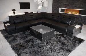 Sofa Dreams Ecksofa Leder Couch Sofa Trivento L Form Ledersofa, L-Form Ledersofa mit LED, wahlweise mit Bettfunktion