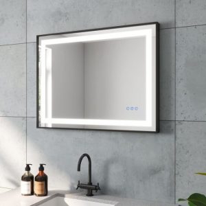 aqua batos Badspiegel LED Lichtspiegel Badezimmerspiegel mit Beleuchtung Bad Spiegel, 80x60 cm 3 Lichtfarbe Touch Beschlagfrei Dimmbar Slimline Design