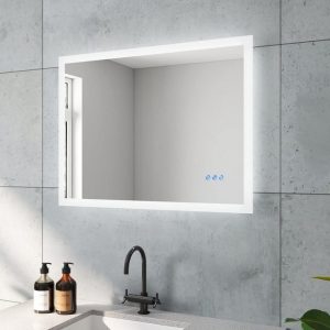 aqua batos LED-Lichtspiegel Lichtspiegel Led Spiegel Badspiegel Badezimmerspiegel 80x60cm, Touch Kaltweiß Neutralweiß Warmweiß Anti-Beschlag
