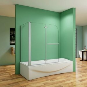 duschspa Badewannenaufsatz Duschwand auf Badewanne Badewannenaufsatz Faltwand mit Seitenwand, Einscheibensicherheitsglas, Sicherheitsglas, (Set), Glas
