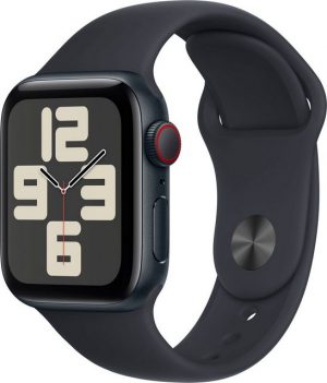 Apple Watch SE GPS 40 mm Aluminium + Cellular M/L Smartwatch (4 cm/1,57 Zoll, Watch OS 10), Sport Band