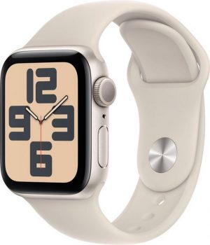Apple Watch SE GPS 40 mm Aluminium S/M Smartwatch (4 cm/1,57 Zoll, Watch OS 10), Sport Band