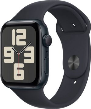 Apple Watch SE GPS 44 mm Aluminium M/L Smartwatch (4,4 cm/1,73 Zoll, Watch OS 10), Sport Band