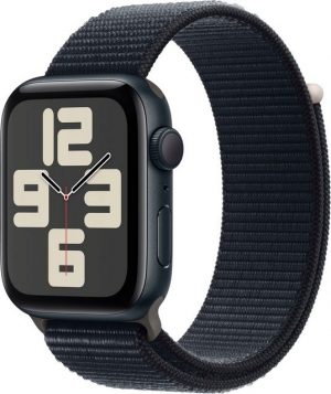 Apple Watch SE GPS 44 mm Aluminium Smartwatch (4,4 cm/1,73 Zoll, Watch OS 10), Sport Loop