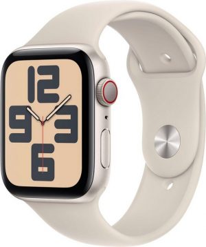 Apple Watch SE GPS Aluminium 44 mm + Cellular S/M Smartwatch (4,4 cm/1,73 Zoll, Watch OS 10), Sport Band