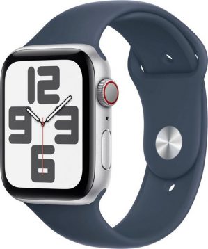 Apple Watch SE GPS Aluminium 44 mm + Cellular S/M Smartwatch (4,4 cm/1,73 Zoll, Watch OS 10), Sport Band