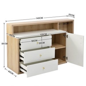 HAUSS SPLOE Sideboard Sideboard Kommode Schubladenkommode Sideboard Beistellschrank, mit geräumigem Stauraum, Glasböden, Tür und Schubladen