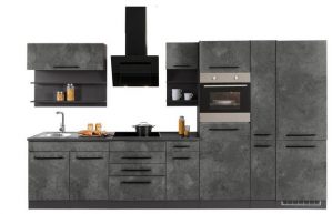 HELD MÖBEL Küchenzeile Tulsa, mit E-Geräten, Breite 360 cm, schwarze Metallgriffe, MDF Fronten