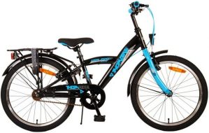 LeNoSa Kinderfahrrad City Adventure Bike 20 Zoll - Jungen Alter 6-8 Jahre - Schwarz Blau, 1 Gang, zwei Handbremsen