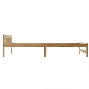 OKWISH Massivholzbett Futonbett, Doppelbett Kinderbett Funktionsbett (mit Kopfteil und Lattenroste, Jugendbett, Erwachsenenbet 90x200 cm, Massivholz Natur Bett), ohne Matratze