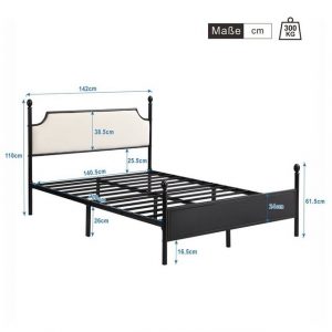 OKWISH Metallbett Einzelbett Bettgestelle mit Lattenrost, Jugendbett für Schlafzimmer, Gästezimmer, ohne Matratze, 140x200cm