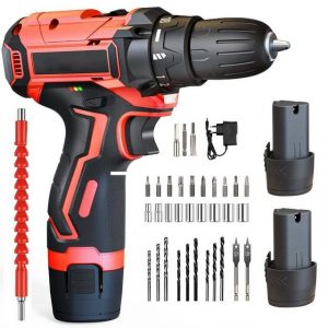Sintech Akku-Bohrschrauber Akku Bohrschrauber 12V mit 2 Akku, 230 V, max. 1350,00 U/min