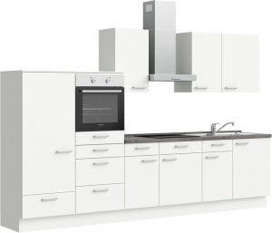 nobilia® elements Küchenzeile "elements basic", vormontiert, Ausrichtung wählbar, Breite 330 cm, mit E-Geräten