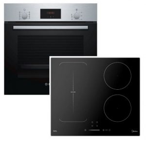 BOSCH Flex-Induktions-Herd-Set SET BOSCH Einbau-Backofen mit Midea Induktionskochfeld autark 60cm