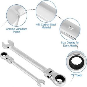 BlingBin Gabel- und Ringschlüssel Flexibles Ratschenschlüssel-Set Chrom-Vanadium Maulschlüssel set (1 Set, 12 St., 12 tlg), 12 tlg 8-19mm Chrom-Vanadium Maulschlüssel set mit Werkzeugkoffer