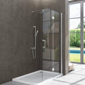 Boromal Walk-in-Dusche Duschwand Duschkabine Glaswand Duschtür Duschtrennwand, Sicherheitsglas, mit Antikalk-Versiegelung, ESG Nano Glas, Glaswand