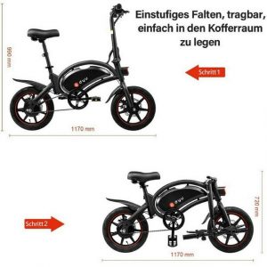Fangqi E-Bike 14Zoll Klapprad, 10AH,IP54 LED Scheinwerfer,Smart APP,Bluetooth,DYU, Kettenschaltung, Heckmotor, (spar-set,E-fahrräder, E-citybike, E-mopeds, Mechanische Glocke, faltbar, mobile APP), Tempomat, Doppelscheibenbremsen vorne und hinten, Sitzhöhe verstellbar