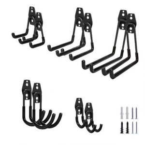 Gardinenhaken 10 Stück Wandhaken Garage, Schwerlast Garage Haken, Doppelhaken Garage, L.Ru UG, (10-St., Metall-Garage-Hochleistungshaken, Wandmontagehaken (schwarz), Garage Storage Hooks zur Organisation für Leiter, Stuhl, Schlauch