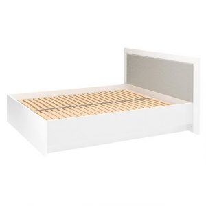 Lomadox Bett LANA-131, weiß mit Velourspolsterung in grau 187/100/208 cm
