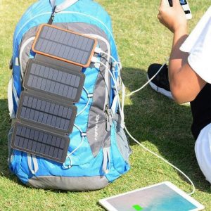 MULISOFT Solar Powerbank 25000mAh Tragbare Solar Ladegerät mit 4 Solarpanels Powerbank Outdoor wasserfester externer Akku 25000 mAh, mit 2 USB Ports für Smartphones, Tablets und mehr