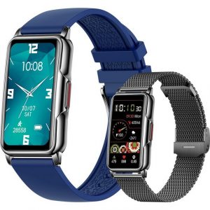 Mutoy Smartwatch, Fitness Tracker Uhr für Damen, Aktivitätstracker Uhren Smartwatch (1,47" HD Voll Touchscreen Zoll), mit 2 Wechselband aus wechem Silikon und Armreif Uhrenarmbänder, Pulsmesser Schrittzähler Schlafmonitor Stoppuhr Musiksteuerung
