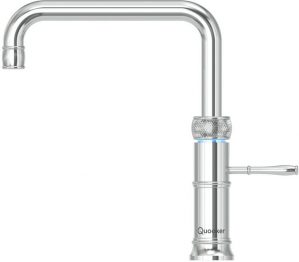 QUOOKER Küchenarmatur QUOOKER CLASSIC FUSION SQUARE Chrom COMBI B mit CUBE 2 (22CFSCHRCUBE) (2-St) 100°C Kochendwasserhahn mit Trinkwassersystem