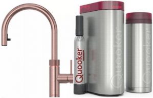 QUOOKER Küchenarmatur QUOOKER FLEX Zugauslauf Kupfer Rose' VAQ PRO3 mit CUBE 2 (3XRCOCUBE) (2-St) 100°C Kochendwasserhahn mit Trinkwassersystem