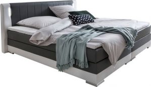 SalesFever Bett, LED-Beleuchtung im Kopfteil, Lounge Bett inklusive Visco-Topper