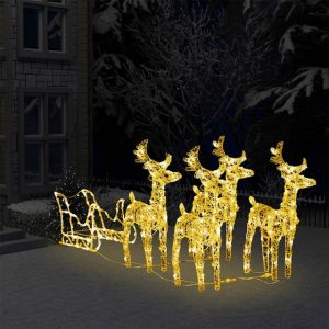 vidaXL Christbaumschmuck Weihnachtsdekoration Rentiere & Schlitten 280x28x55 cm Acryl (4-tlg)