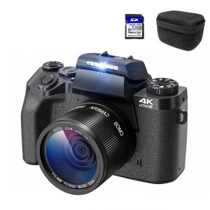 A Ade W5 Einzelne Linse Kompaktkamera (64 MP, WLAN (Wi-Fi), inkl. 1x 32GB SD-Karte, 2x USB-Kabel, 1x Verdunkelungsabdeckung, Digitalkamera 4K fotokamera inklusive Tragetasche)
