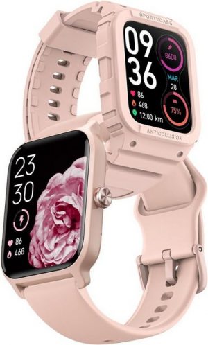 AKUMAKA Fur Damen mit Telefonfunktion Alexa integrierter Fitnessuhr Smartwatch (1,8 Zoll, Android iOS), Mit 100+ Sportmodi Herzfrequenz SpO2 Stress EIN-klick Messen