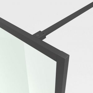 AQUABATOS Walk-in-Dusche Walk in Duschwand Duschabtrennung Schwarz Glas 100x203 120x203 cm, Einscheibensicherheitsglas, Teilsatiniert, 90° Stabilisationsbügel, Nanobeschichtung