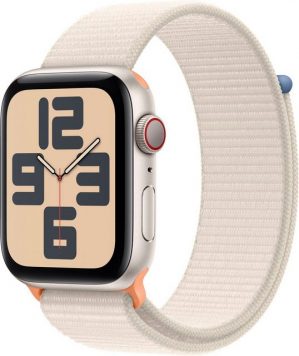 Apple Watch SE GPS Aluminium 44 mm + Cellular Smartwatch (4,4 cm/1,73 Zoll, Watch OS 10), Sport Loop