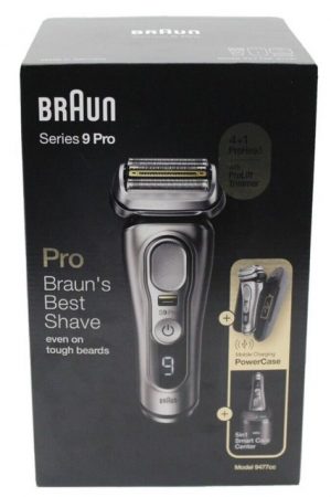 Braun Haar- und Bartschneider Series 9 Pro 9477cc, mit Ladeetui sowie Reinigungs - und Ladestation, Wasserdicht, Wet & Dry, 4+1 Scherkopf