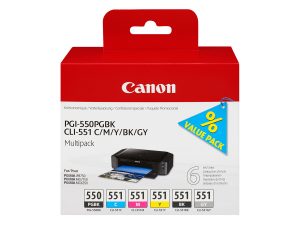 Canon "PG-550/CLI-551" Multipack Tintenpatronen Schwarz/Pigment schwarz/Cyan/Magenta/Gelb