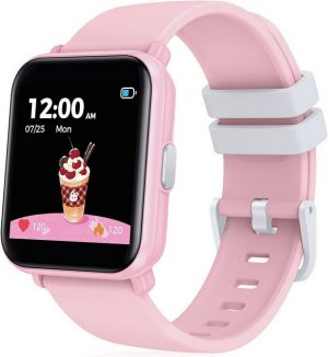 Cantaos Fur Kinder Mädchen Jungen Fitness Armband Uhren Tracker Smartwatch (1,4 Zoll, Android iOS), mit Schrittzähler Körpertemperatur Wecker Herzfrequenz Wasserdichte