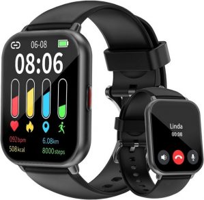 Cloudpoem HD-Touch Screen, Telefonfunktion, Fitness Tracker Smartwatch (1,85 Zoll, Android/iOS), mit SpO2, Puls Schlafmonitor Schrittzähler 100+ Trainingsmodi
