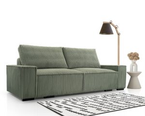 Deine Möbel 24 Sofa Couch LAOS im Cord, mit Schlaffunktion, inkl. Kissen, Bettkasten, Schlaffläche: 147 x 200 cm, 3 - Sitzer, mit Schlaffunktion