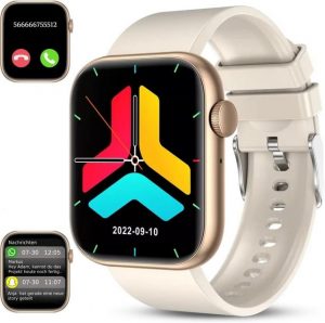 Deunis Fur Damen Herren mit Telefonfunktion Smartwatch (1,85 Zoll, Android iOS), Mit Fitness Tracker, Schlafmonitor, Schrittzähler, Armband Sportuhr